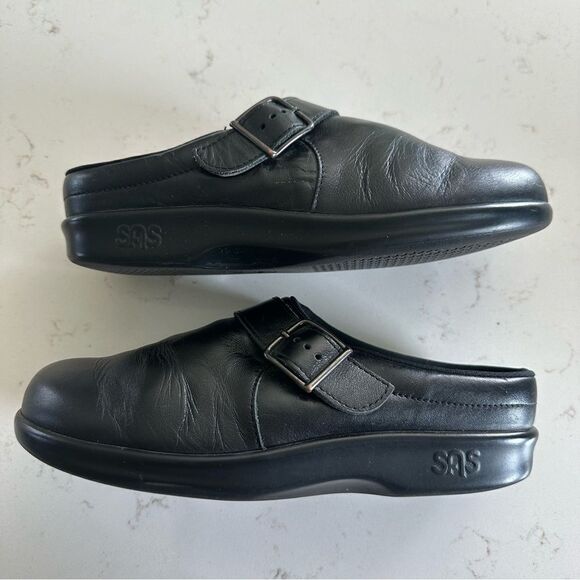 SAS Clogs Slip On Shoes Womens Size 6.5 Black Leather USA Made Tripad Comfort - Picture 5 of 10